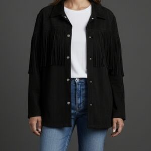 Fashion Nova Black Fringe Detail Jacket